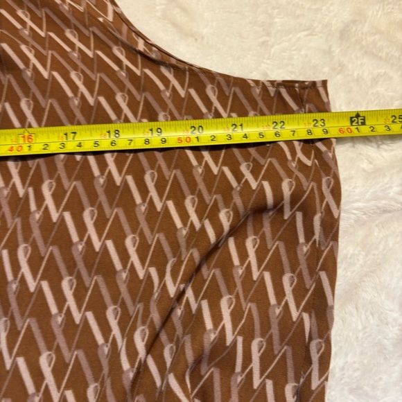 NWT Worthington Top Brown Tan W Patterned Sleeveless Blouse Flowy Oversized New - Picture 14 of 15
